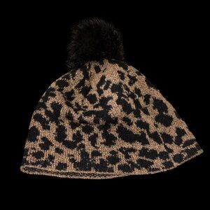Christian Siriano Leopard Print Hat with Black Pom